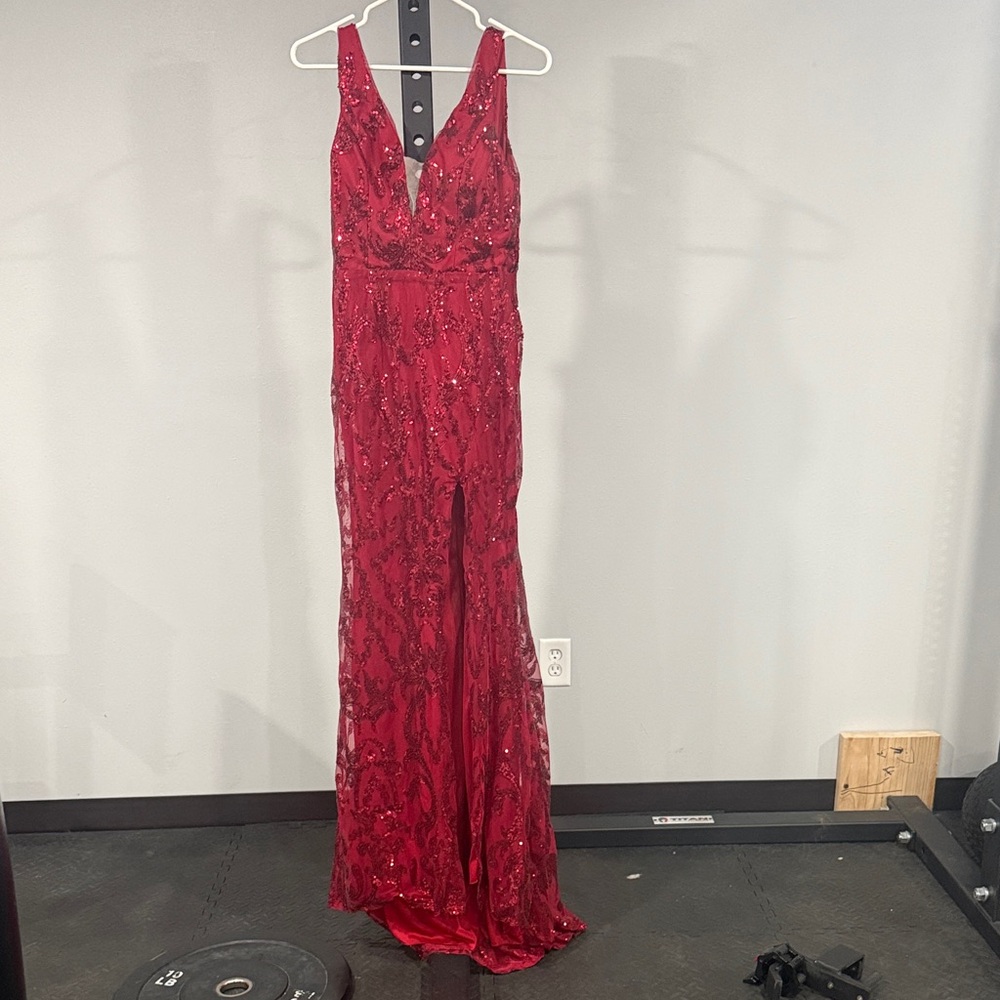 Elegant Red Sequin Prom Dress